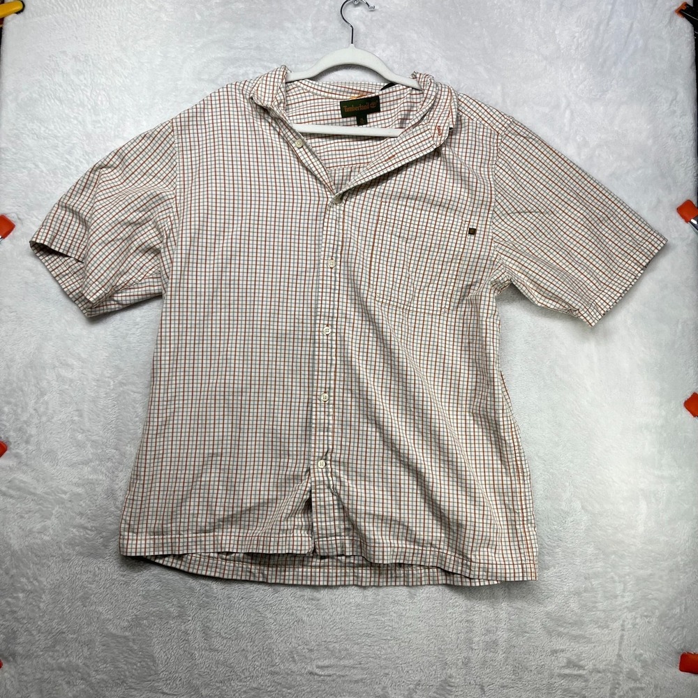 Timberland Short Sleeve Shirt Men's Multicolor Plaid Button‎ Up Casual Size XL